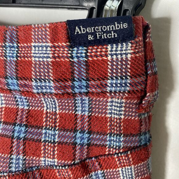 ABERCROMBIE & FITCH Pants Plaid Low Rise Boot Flare Y2K Preppy Womens 4 Red - Picture 7 of 10